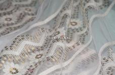 70 GramsThread and Sequins Embroidery Borders on Dyeable Nylon Net Fabric 44inch