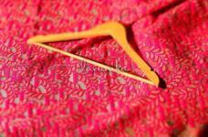 180 Grams Rani Thread Embroidery with Baadla Design on Dyed Nylon Net Fabric 44inch