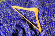 180 Grams Royal Blue Thread Embroidery with Baadla Design on Dyed Nylon Net Fabric 44inch