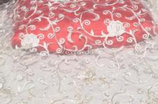 100 Grams Floral Thread Embroidery on Dyeable Nylon Net Fabric 44inch