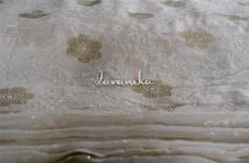 100 Grams Thread Embroidery with Fuax Muaish Flower design in Dyeable Viscose Georgette Fabric 44inch