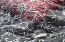 100 Grams Floral Jaal Thread Embroidery on Dyeable Nylon Net Fabric 44inch