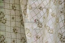 120 Grams Grid pattern Floral Thread and Gold Sequins Embroidery on Dyeable Viscose Georgette Fabric 44inch