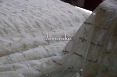 80 Grams Thread and Sequins Embroidery Buttas with Faux Mirror on Dyeable Viscose Georgette 44inch