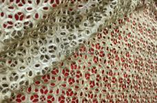 200 Grams Gold Zari Floral Cut Work Fabric 44inch