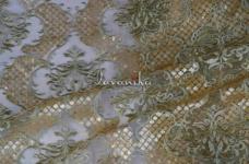 120 Grams Sequins and Zari Embroidery on Dyed Nylon Net Fabric 54inch