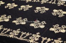 100 Grams Thread Embroidery Daaman Design on Black Polyester Georgette Fabric 44inch