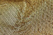 200 Grams Gold Sequins Checks Embroidery on Black Polyester Georgette Fabric 44inch