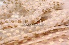 100 Grams Zari Embroidery Circles on Dyeable Nylon Net Fabric  44inch