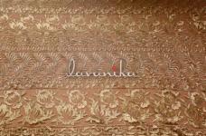 120 Grams Gold Zari Panel Embroidery on Dyeable Nylon Net Fabric 44inch