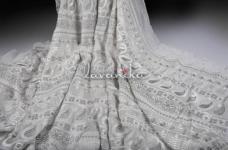 200 Grams Thread Embroidery with Silver Zari on Dyeable Viscose Georgette Fabirc 54inch