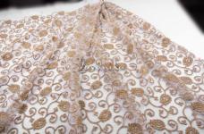 120 Grams Antique Dori Work Leaf Pattern Embroidery on Dyeable Nylon Net Fabric 44inch